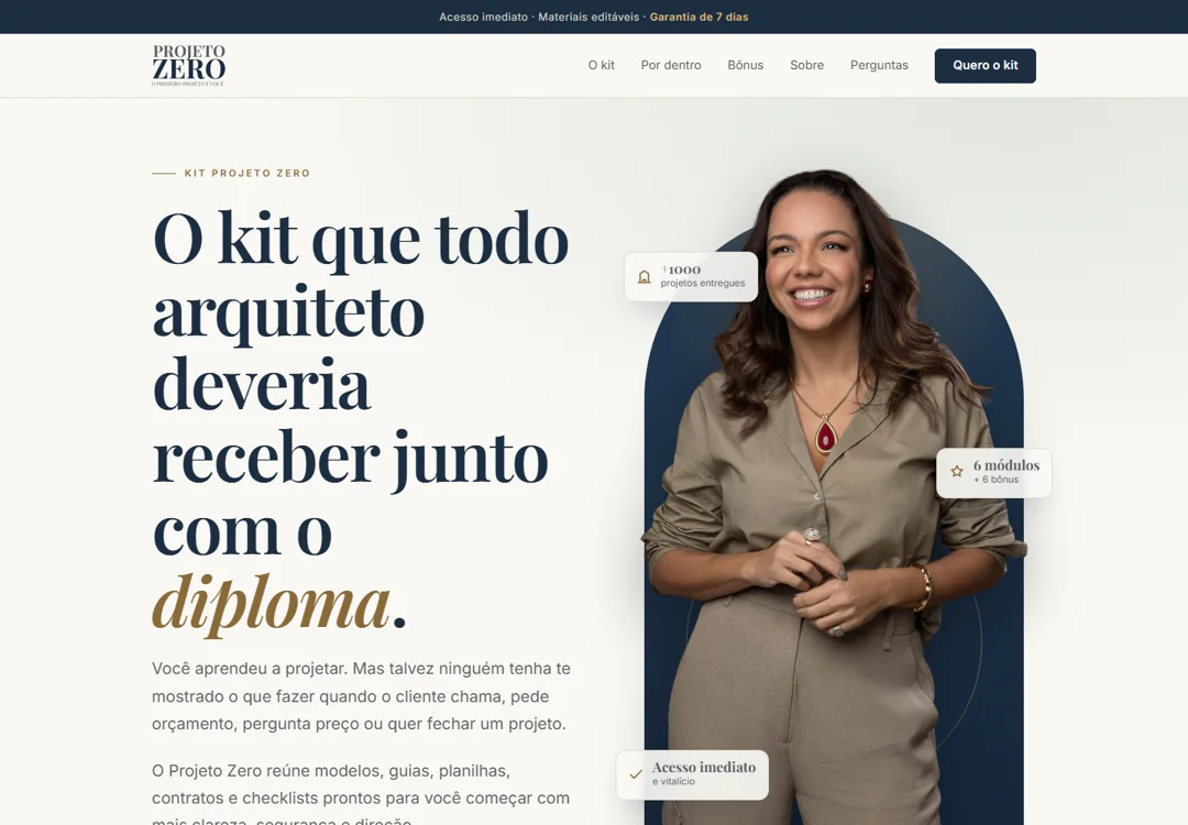 Prévia do site Projeto Zero